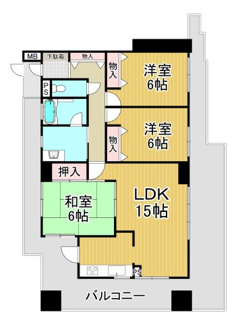 【間取り】 | ヴェルビュ川西　4階