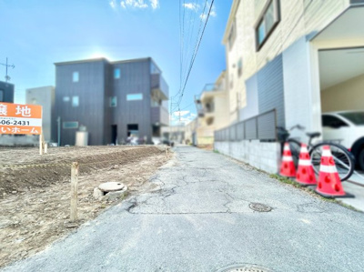 【前面道路含む現地写真】 | 豊中市三和町　土地　注文住宅　建築条件なし | 《ローンの事やお家探しのご相談は（株）ゆいホームにお任せ下さい。ちょっとした疑問にも解りやすくお応えします。》お気軽にどうぞ(^^)/