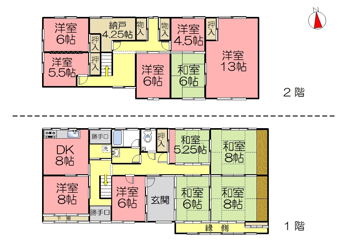 丹波市柏原町田路の中古一戸建の間取り