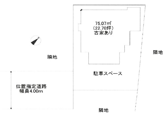 敷地面積22.7坪　売地　富士見市上沢