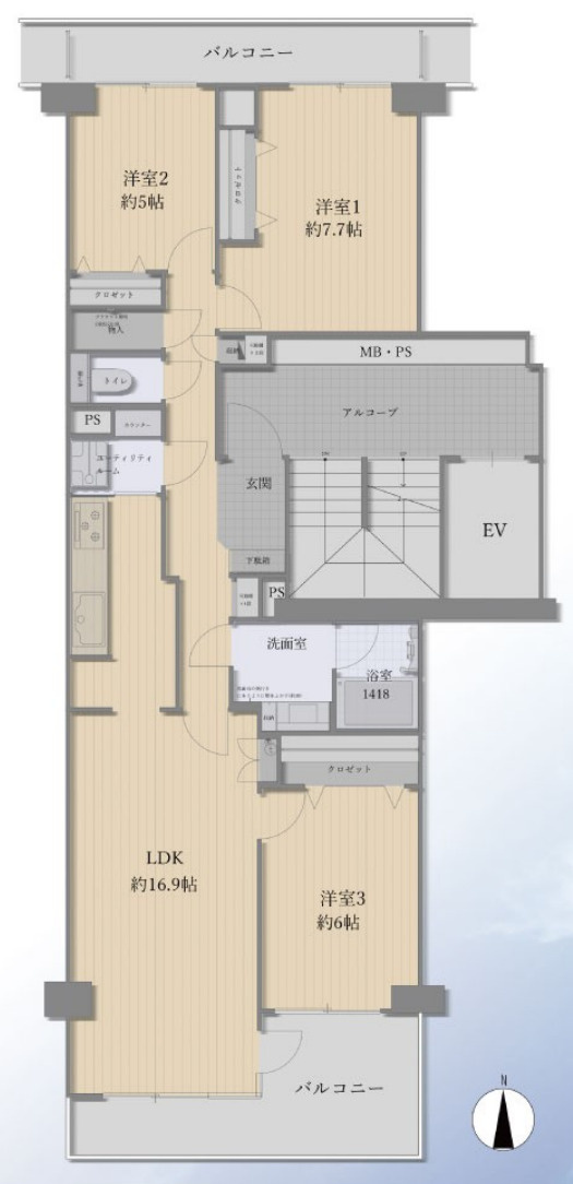 クレール丘の街5号棟【仲介手数料無料】の間取り