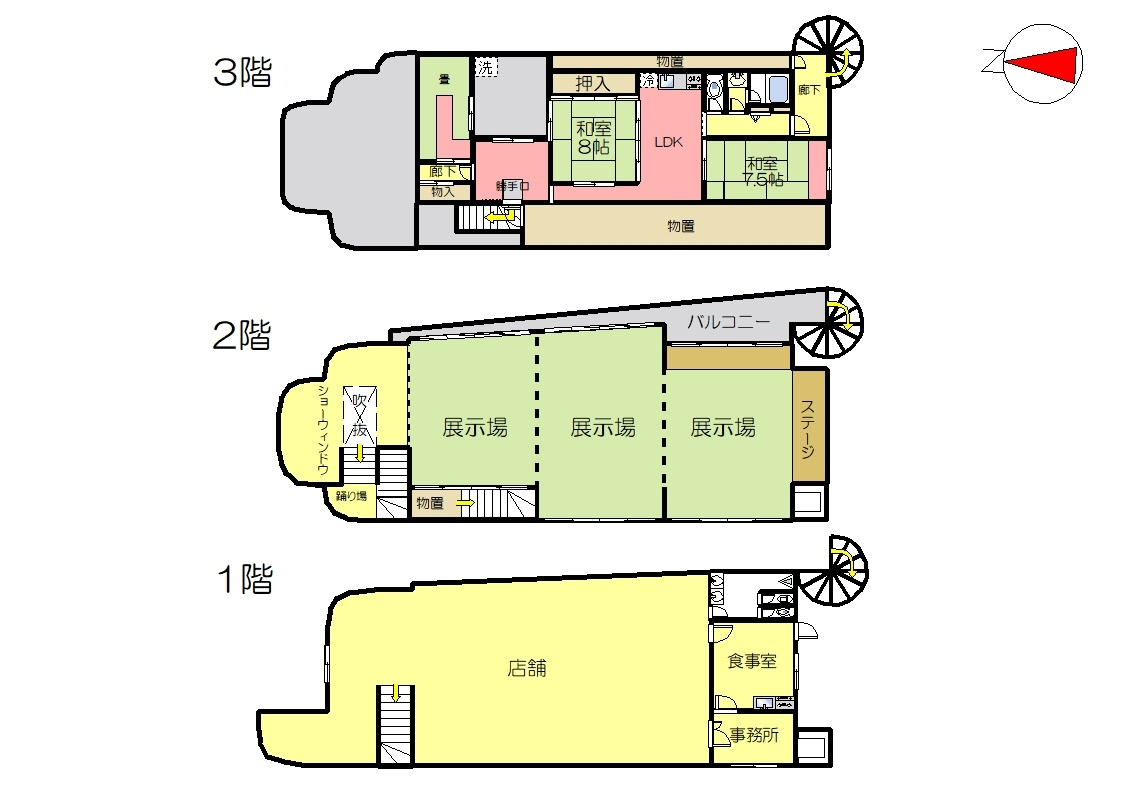 丹波市柏原町柏原の店付住宅の間取り