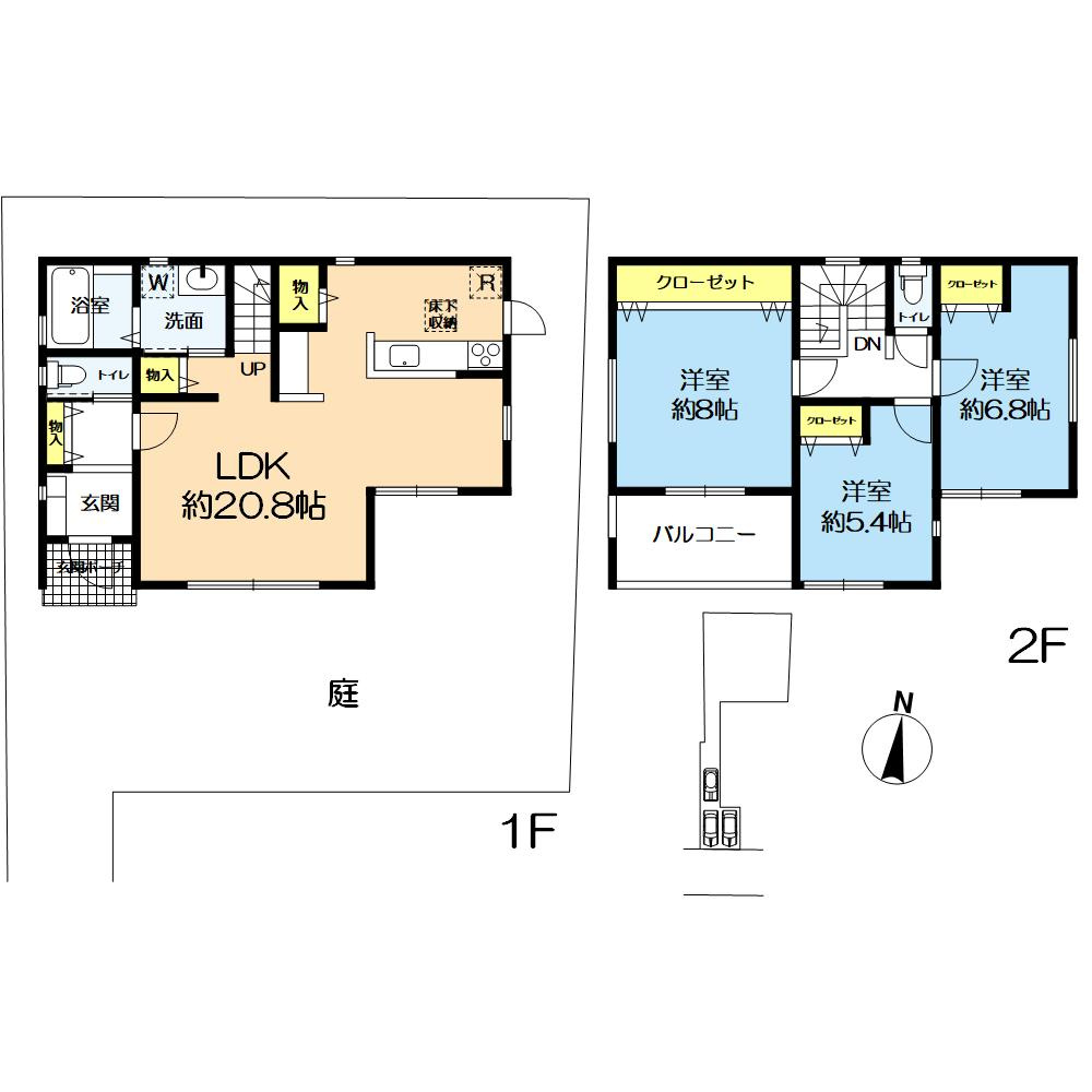 山口町名来2丁目新築戸建の間取り|■3LDKの使い勝手の良い間取と嬉しい水廻り設備＋全居室二面窓＋全居室収納