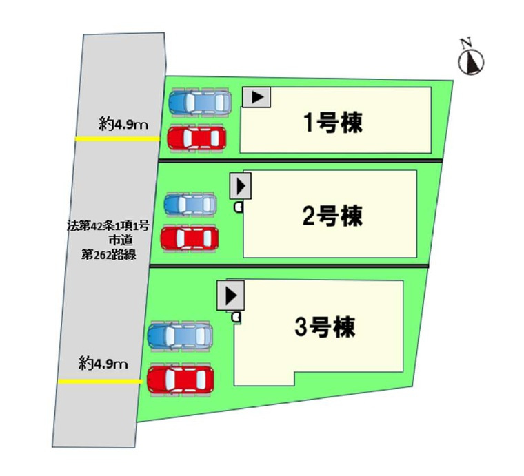 春日市須玖南7丁目第1-3棟（2号棟）の区画図|配置図(2号棟)