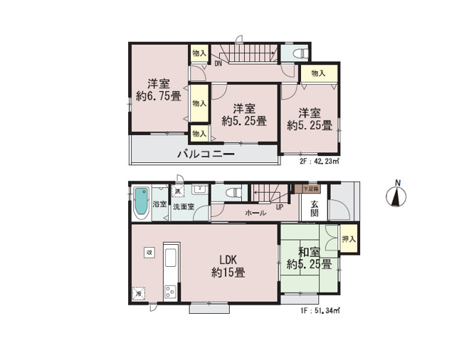 【間取り】 | 新座市栄3丁目　新築一戸建住宅　全5棟　(保谷店) | B号棟/随所に収納を備えた4LDKの住まい。リビング横の和室は客間やキッズルームとしても大変便利です。※図面を基に作成しています。現況と異なる場合は現況を優先いたします。