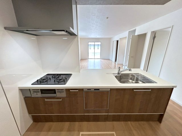 【商談中】新築戸建　一宮市木曽川町5期　全4区画分譲のキッチン|ステンレスをワークスペース部分トップに使用した機能的で美しいシステムキッチンを使用しています。