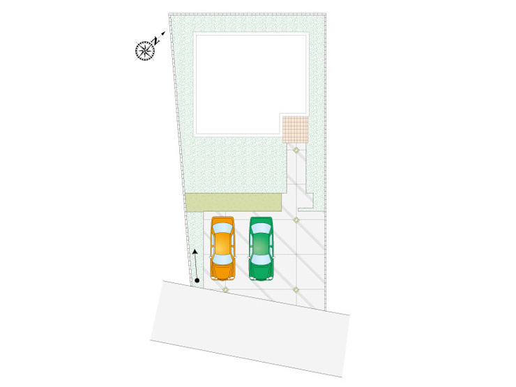 【１号棟：配置図】前橋市富士見町横室「全4区画」1号棟4LDK+S 駐車スペース3台可能
