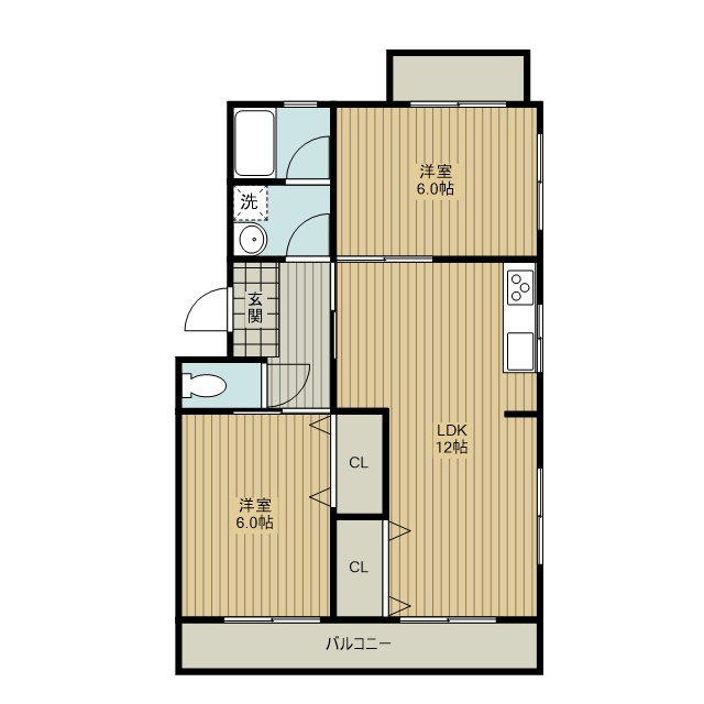 タウンコート二本木の間取り