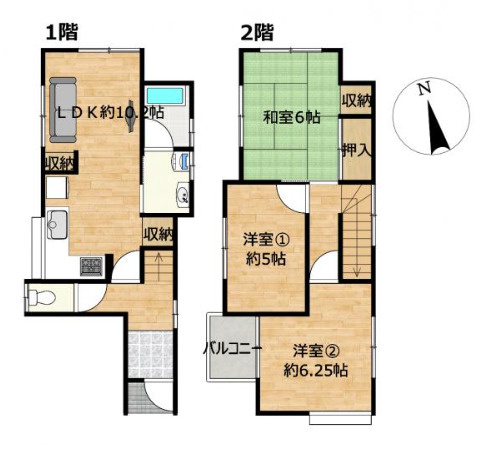売中古戸建　中央区小豆餅二丁目の間取り