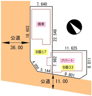 【区画図】 | ◎収益物件◎喜多町借家・アパート 2棟一括売り物件 | 角地にございます◎