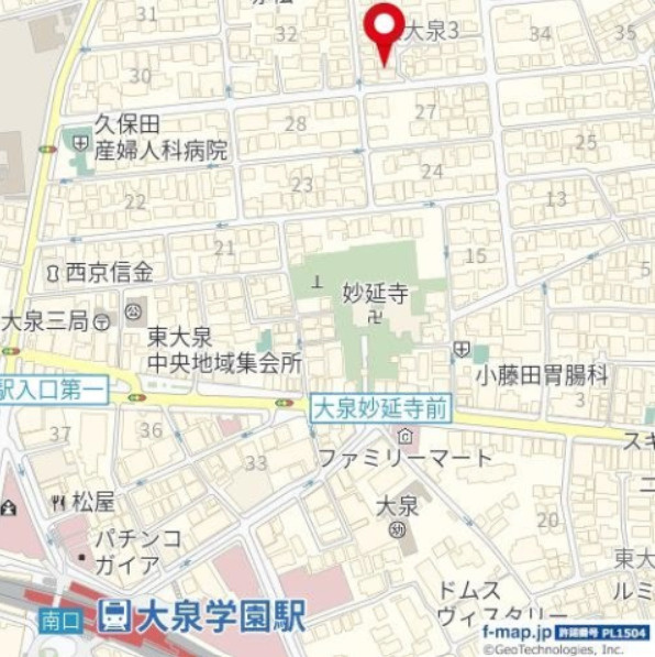 練馬区東大泉３丁目のアパートの地図