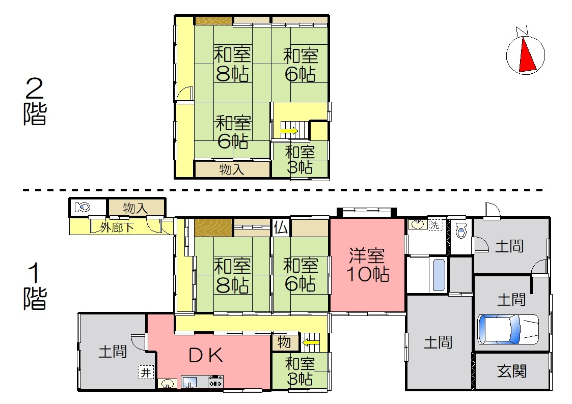 丹波市氷上町成松の中古一戸建の間取り