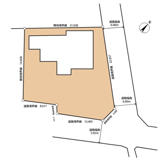【区画図】 | 越谷大成町 /積水ハウス高級邸宅「IS ROYÉ」/5LDK+2WIC | 複数面が道路に面した整形地で、開放感があり、プライバシーも確保。周辺環境も良好で、永住の地としてふさわしい邸宅の敷地です。