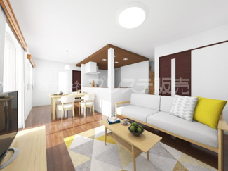 【居間・リビング】 | リビング完成イメージ／南向きですので、陽あたり良好です♪※モデルハウスあり