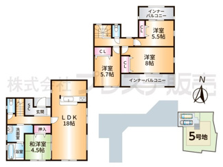 【間取り】 | 奈良市菅原町の新築一戸建 全７区画 | ５号地間取図