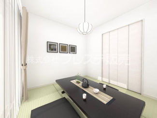 【和室】 | 奈良市菅原町の新築一戸建 全７区画 | ５号地和洋室完成イメージ／南向きですので、陽あたり良好です♪