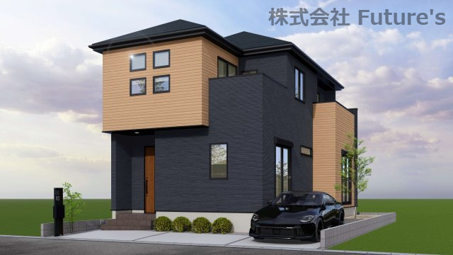 三郷市鷹野4丁目　新築戸建　全1棟の外観パース|【外観パース】最寄りバス停まで徒歩2分、駅へスムーズにアクセス可能