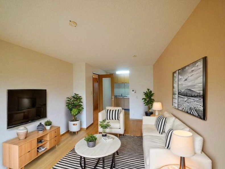 朝日メゾネットＡ・Ｂの居間・リビング|CGで家具等を配置したもので家具等は含まれません