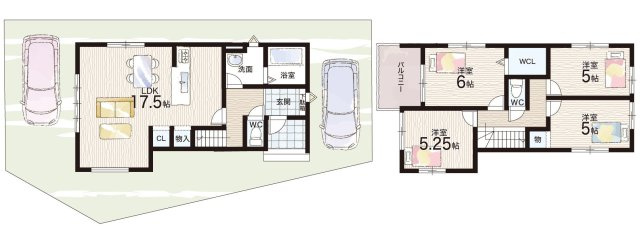 大津市鶴の里　第1期　新築一戸建ての間取り|1号地