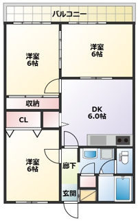 【間取り】 | 井原マンションⅢ | 【井原マンションⅢ】