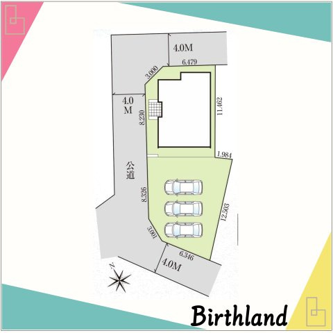 新築建売・新築戸建て　熊谷市石原3期　GRAFARE　全1棟の区画図|カースペース3台可能！