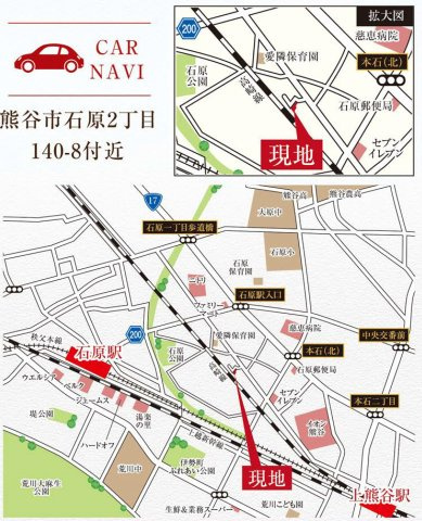 新築建売・新築戸建て　熊谷市石原3期　GRAFARE　全1棟の地図