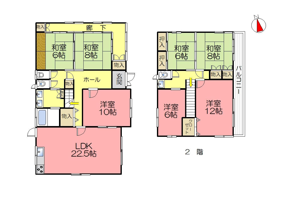 丹波市氷上町三方の中古一戸建の間取り
