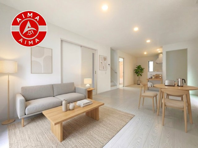 福岡市西区小戸1丁目第4-4棟（4号棟）の居間・リビング|明るく開放的なリビングダイニングは豊かな陽光が注ぎ込み、やすらぎの空間を演出してくれます。ご家族で楽しいひとときをお過ごし下さい。※家具はCGを合成したものです。
