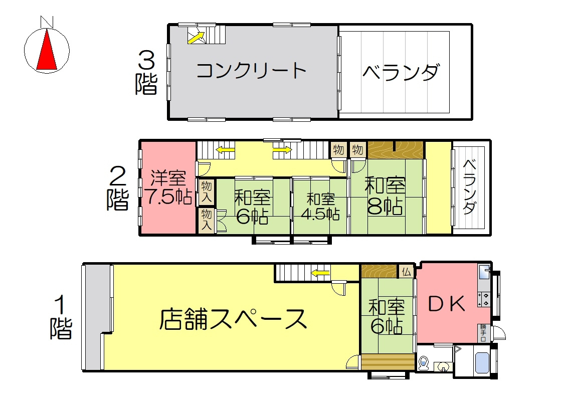 丹波市氷上町成松の店付住宅の間取り