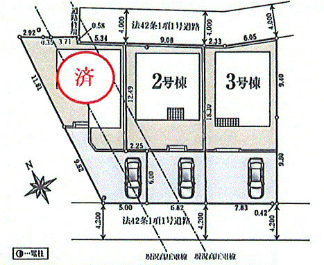 あきる野市野辺　新築戸建全3棟の区画図