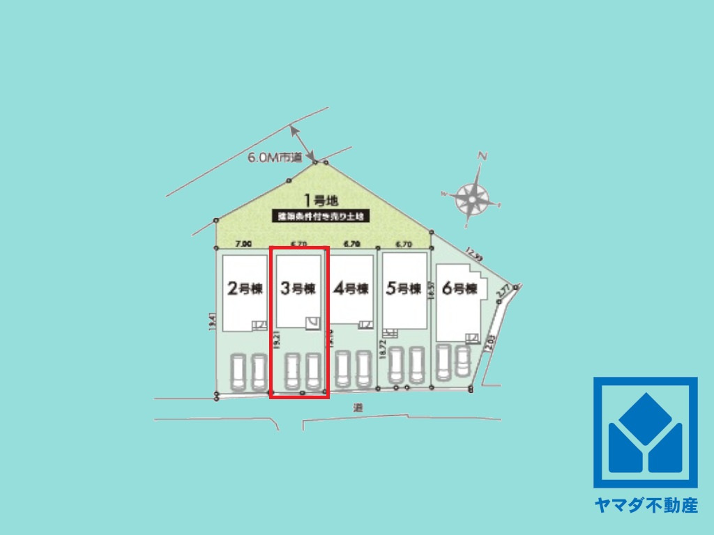 大津市千町2丁目　第1期　3号棟の区画図