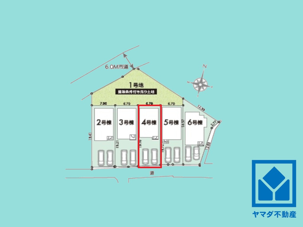 大津市千町2丁目　第1期　4号棟の区画図