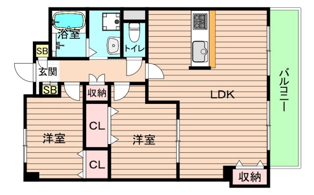 大阪市城東区鴫野西４丁目の賃貸マンションの間取り