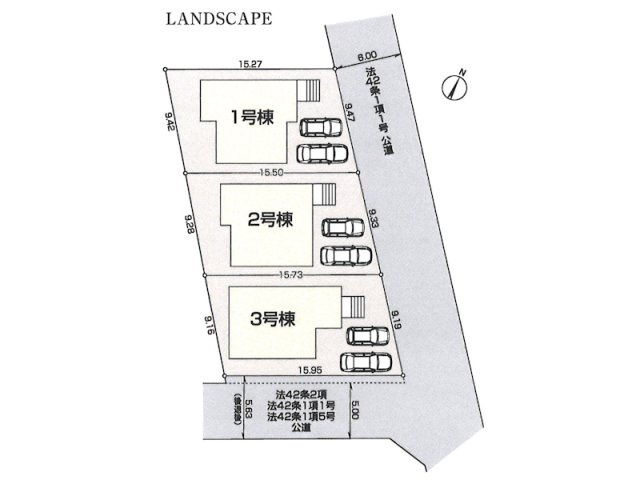 東村山市秋津町2丁目 全3棟 新築分譲住宅の区画図
