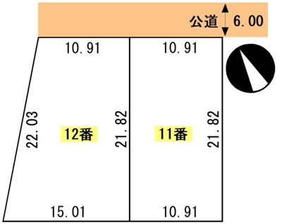 【区画図】 | 釧路町中央8丁目11、12売地