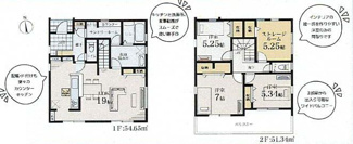 【間取り】 | 茅ヶ崎市松林2丁目  5号棟 第2 | 3LDK+1S（洋室仕様）　都市ガス　二部屋から行き来できる南向きバルコニー　1階掃き出し窓シャッター付　浴室乾燥機+窓　全居室収納　LDK19帖