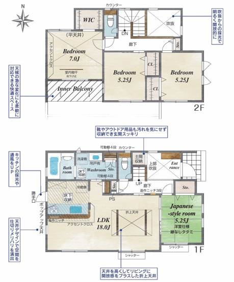 【間取り】 | blooming garden行田市持田4丁目　新築住宅 | 玄関吹抜で解放感あり！陽当たり重視の全室南向き設計の間取りプランです☆彡