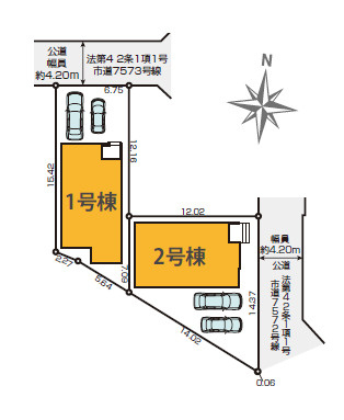 茅ヶ崎市香川5期　新築戸建　全2棟1号棟の区画図