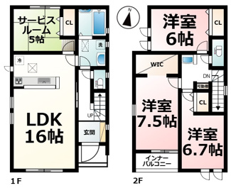 【間取り】 | 千町2丁目　分譲6区画2号棟