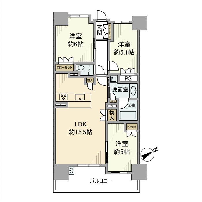 パークナード阿倍野天王寺町南レーヴの間取り