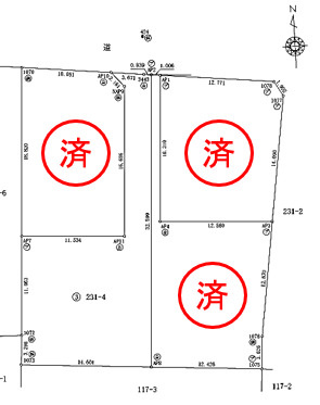 高崎市東中里町（全4区画）の前面道路含む現地写真