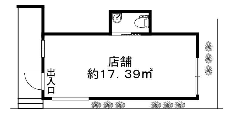 伊勢田町名木　貸店舗の間取り