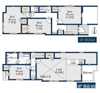 茅ヶ崎市若松町　売地　全2区画の地図|１区画参考プラン