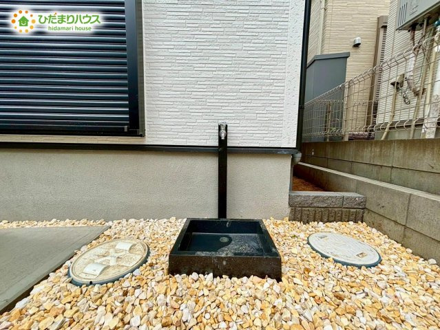 野田市山崎9期　新築戸建　1号棟の庭| ガーデニングや外遊びで汚れた手足、靴、道具が外で洗えます(*´▽｀*)