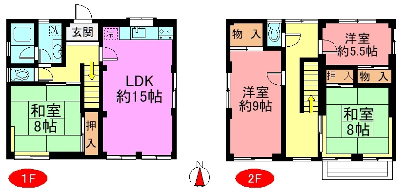 丹波篠山市東岡屋の中古一戸建の間取り