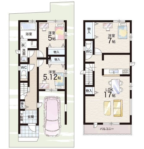 三島郡島本町東大寺　全2邸の間取り|A号地