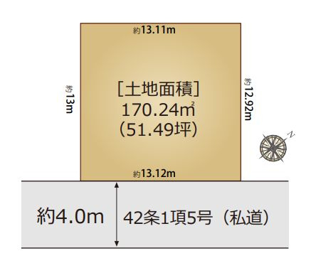 【土地図】 | 杉並区浜田山２丁目　売地 | 間口13ｍと広々、開放感ある佇まいが期待されます