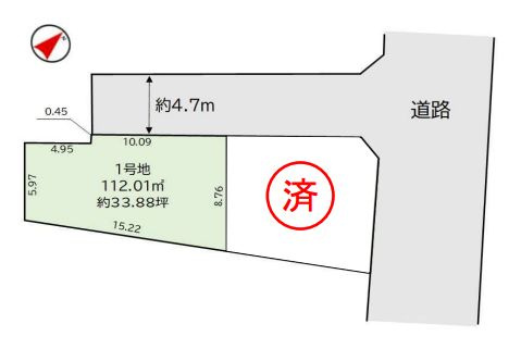 【区画図】 | 板橋区赤塚８丁目　売地 | 土地面積112.01ｍ2のゆとりある敷地は建築条件なし
