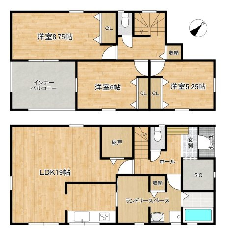 リーブルガーデン多井田3期　2号棟の間取り|納戸やSIC等、収納豊富