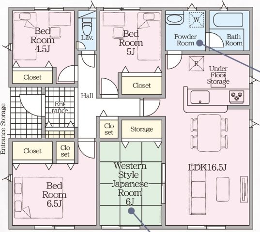 【間取り】 | 藤山小学校に通える新築戸建　平屋　宇部市松崎町　第１－１号棟　クレイドルガーデン　アーネストワン | お客様のご意見を凝縮した使いやすい間取り